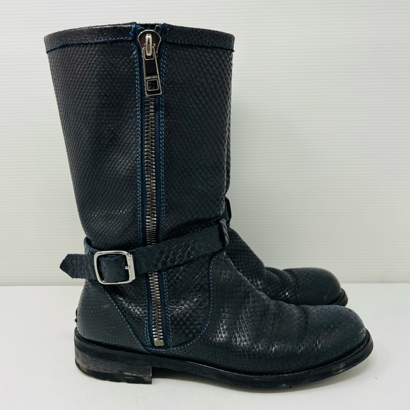 JIMMY CHOO**Python Black Biker Boots**EU 37 US 7 $1895 - Picture 2 of 10